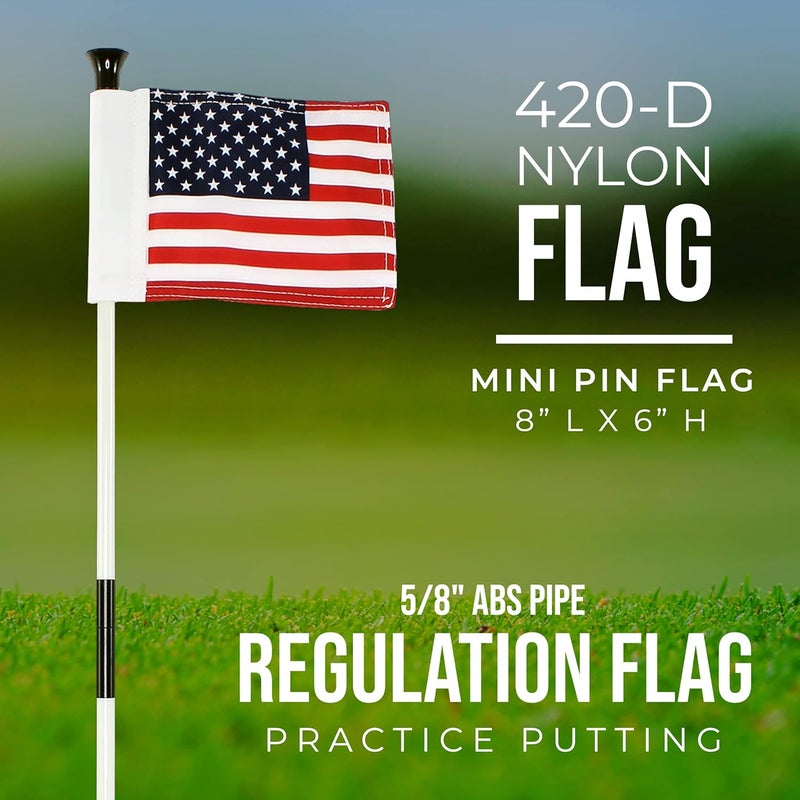 WATSY Golf Flag 8x6 Inch – 420D Nylon Double-Sided Mini Pin Flag with Tube Inset, Practice Putting Green Flags for Yard (USA 8" x 6") - Image 2